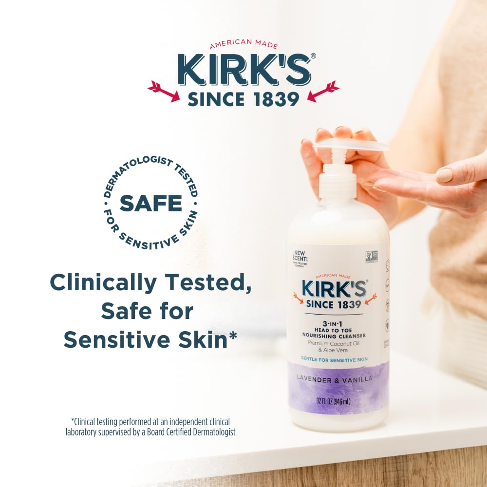Kirk's 3-in-1 Head to Toe Nourishing Liquid Cleanser natural ingredients close-up