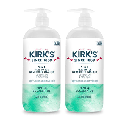 Kirk's 3-in-1 Nourishing Cleanser 32 Fl Oz pump bottle front view