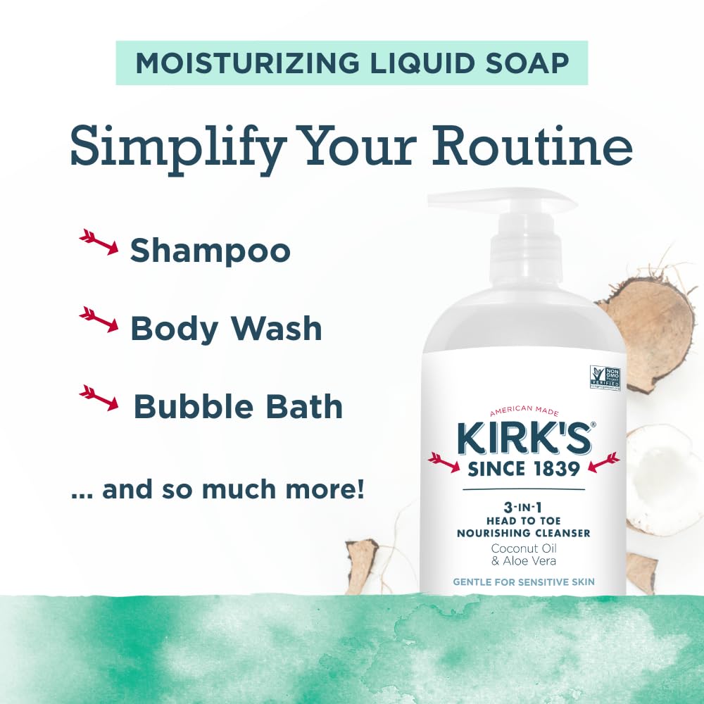 Kirk's 3-in-1 Nourishing Cleanser 32 Fl Oz side view