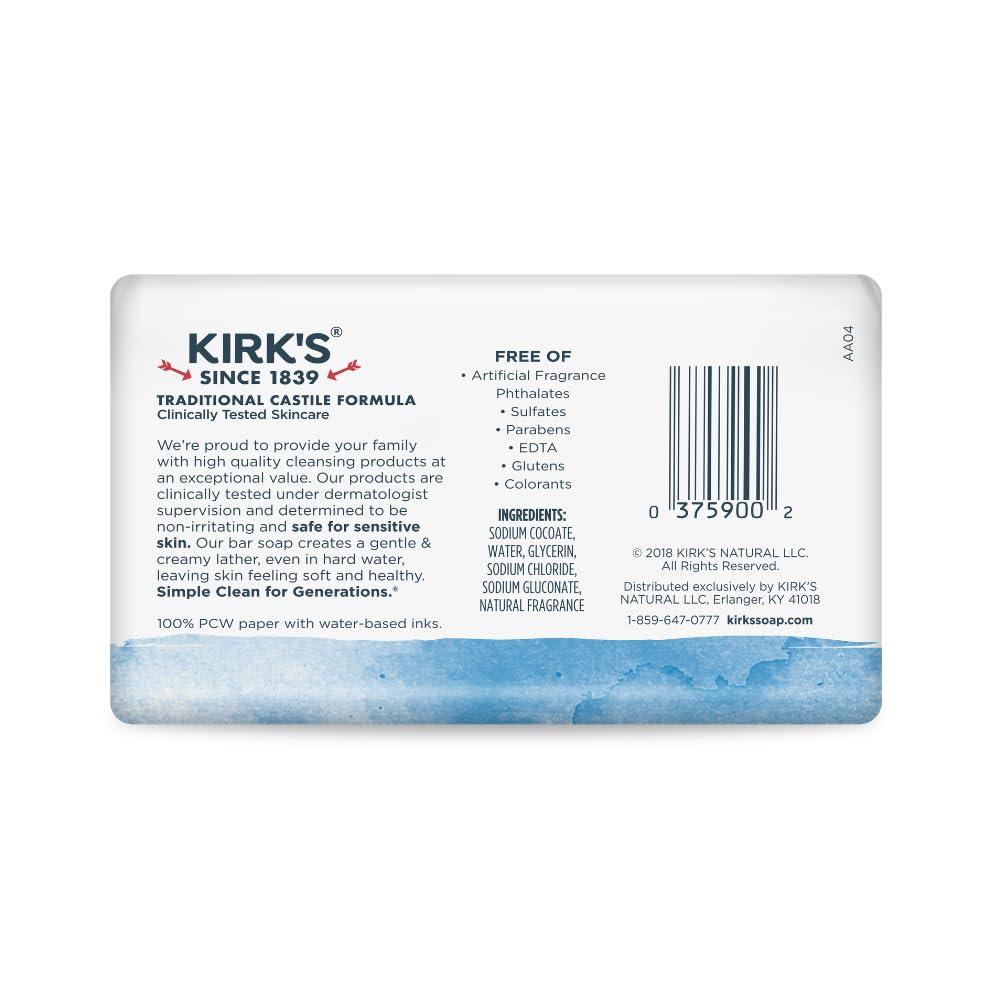 Kirk's Castile Bar Soap 4 oz bar side view