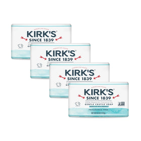 Kirk's Castile Bar Soap 4 Pack front view with packaging