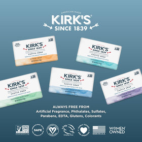 Kirk's Castile Bar Soap ingredients list on packaging