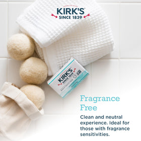 Kirk's Castile Bar Soap stacked bars with natural background