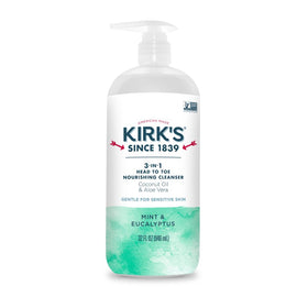 Kirk's Mint and Eucalyptus 3-in-1 Nourishing Cleanser front view with pump