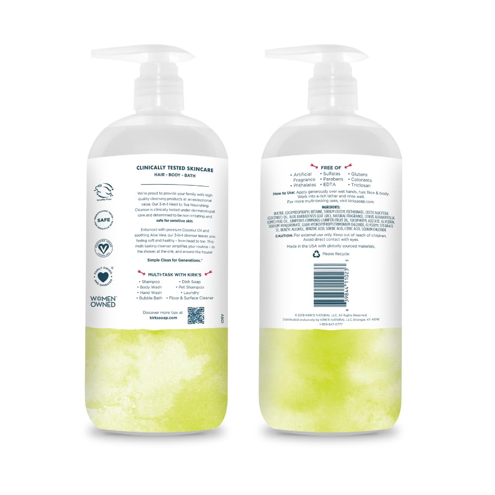 Kirk's Nourishing Cleanser pump bottle side view