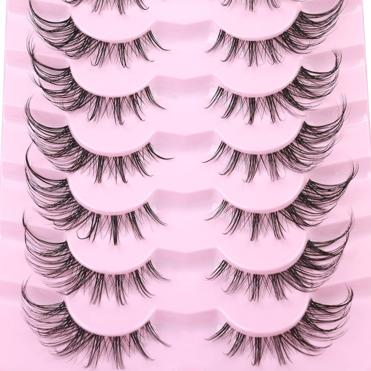 Kiromiro Fox Eye False Eyelashes displayed on a makeup table