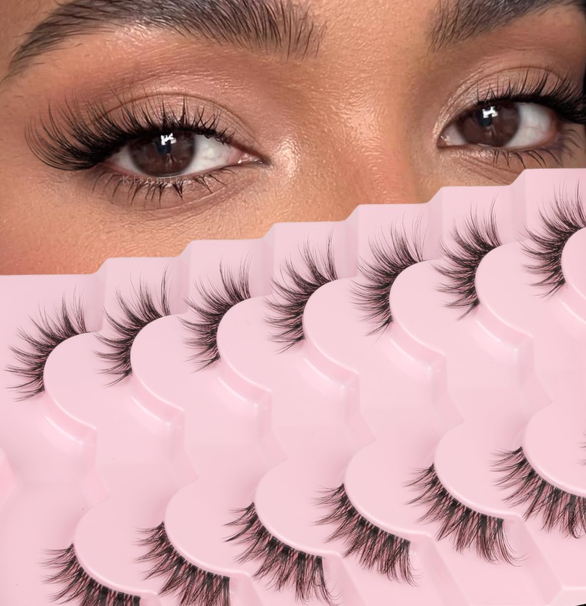 Kiromiro Half Lashes Strips 14mm front view with clear band