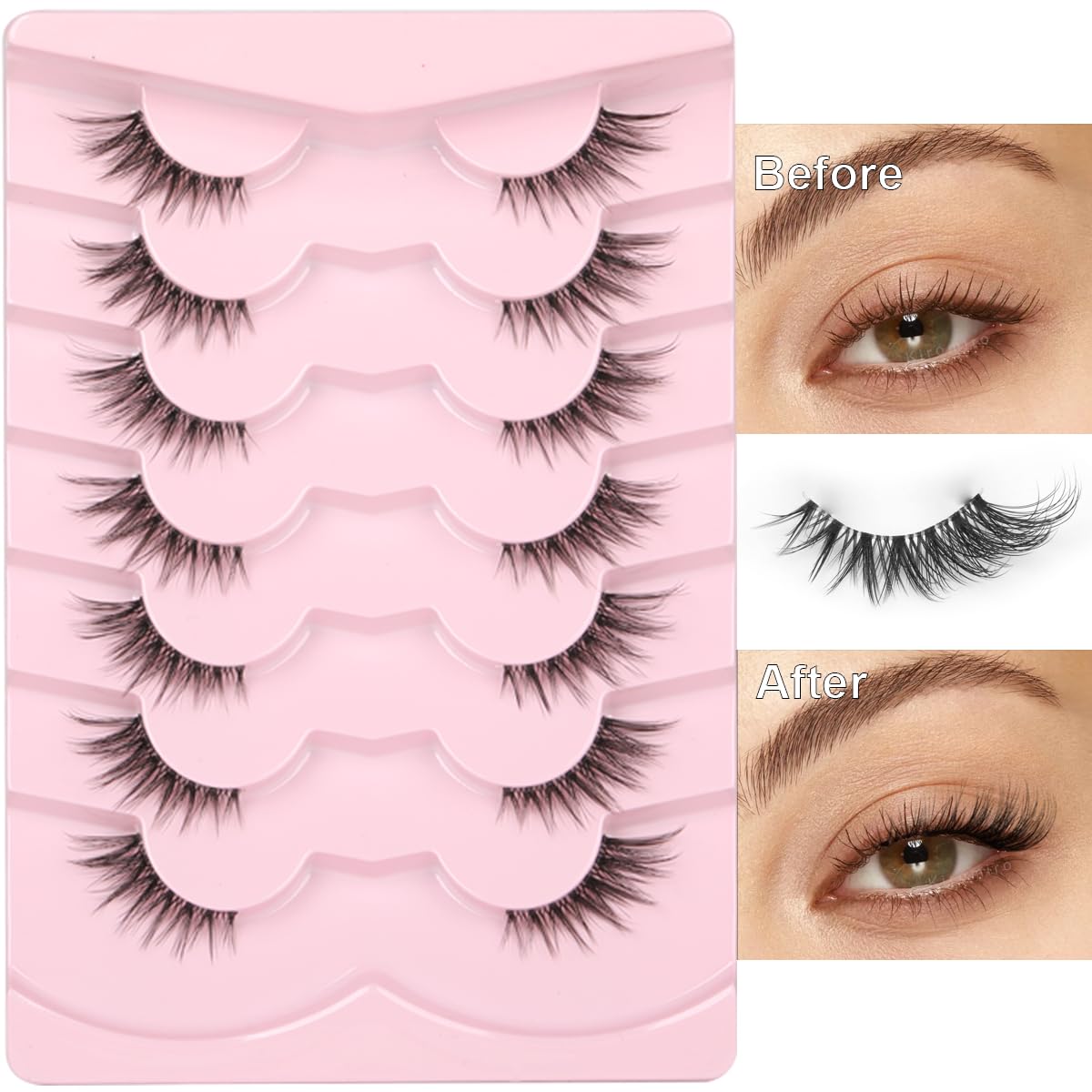 Kiromiro Half Lashes Strips 14mm on model showcasing cat eye effect