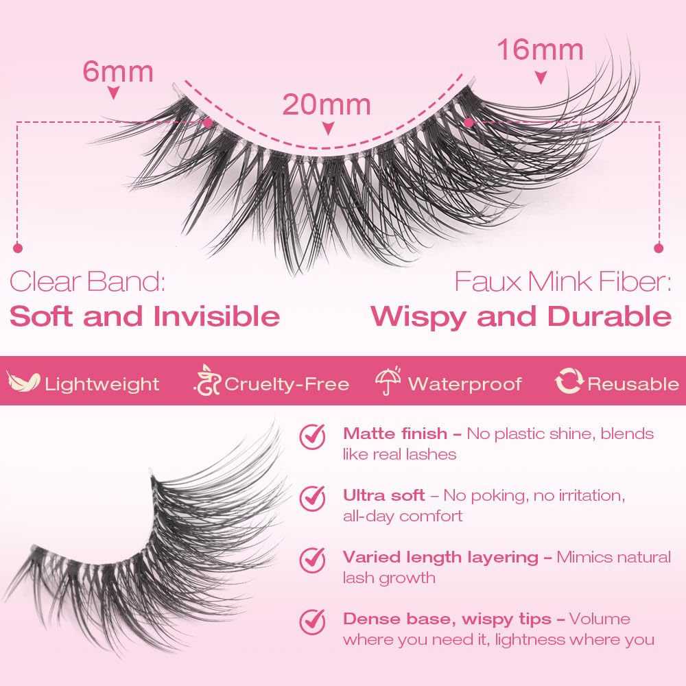 Kiromiro Half Lashes Strips 14mm packaging with 7 pairs
