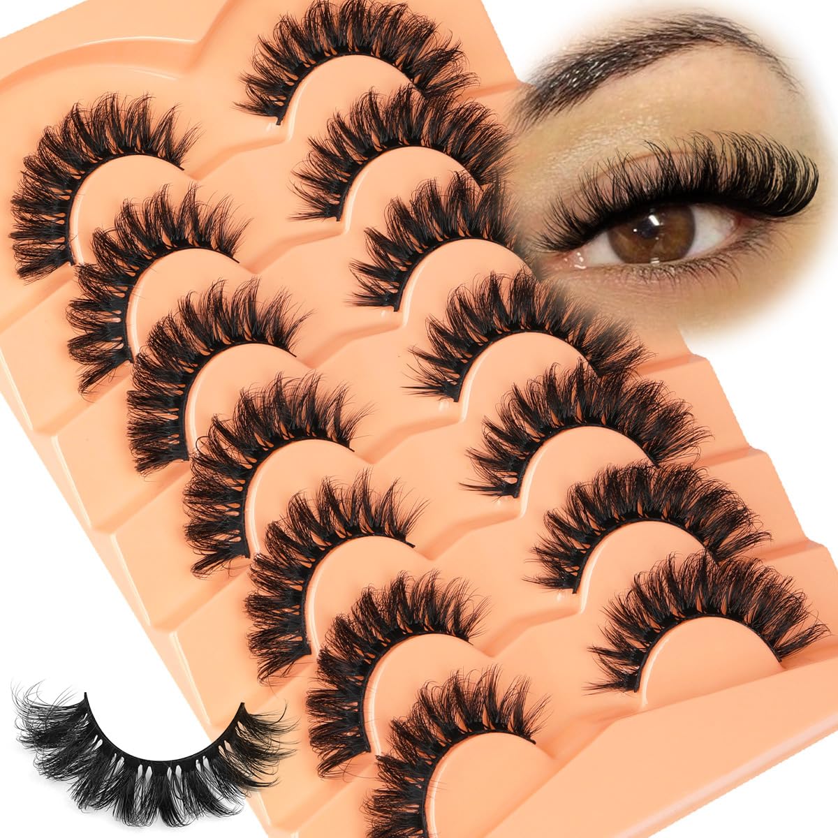 Kiromiro Mink False Eyelashes D Curl cat eye style front view