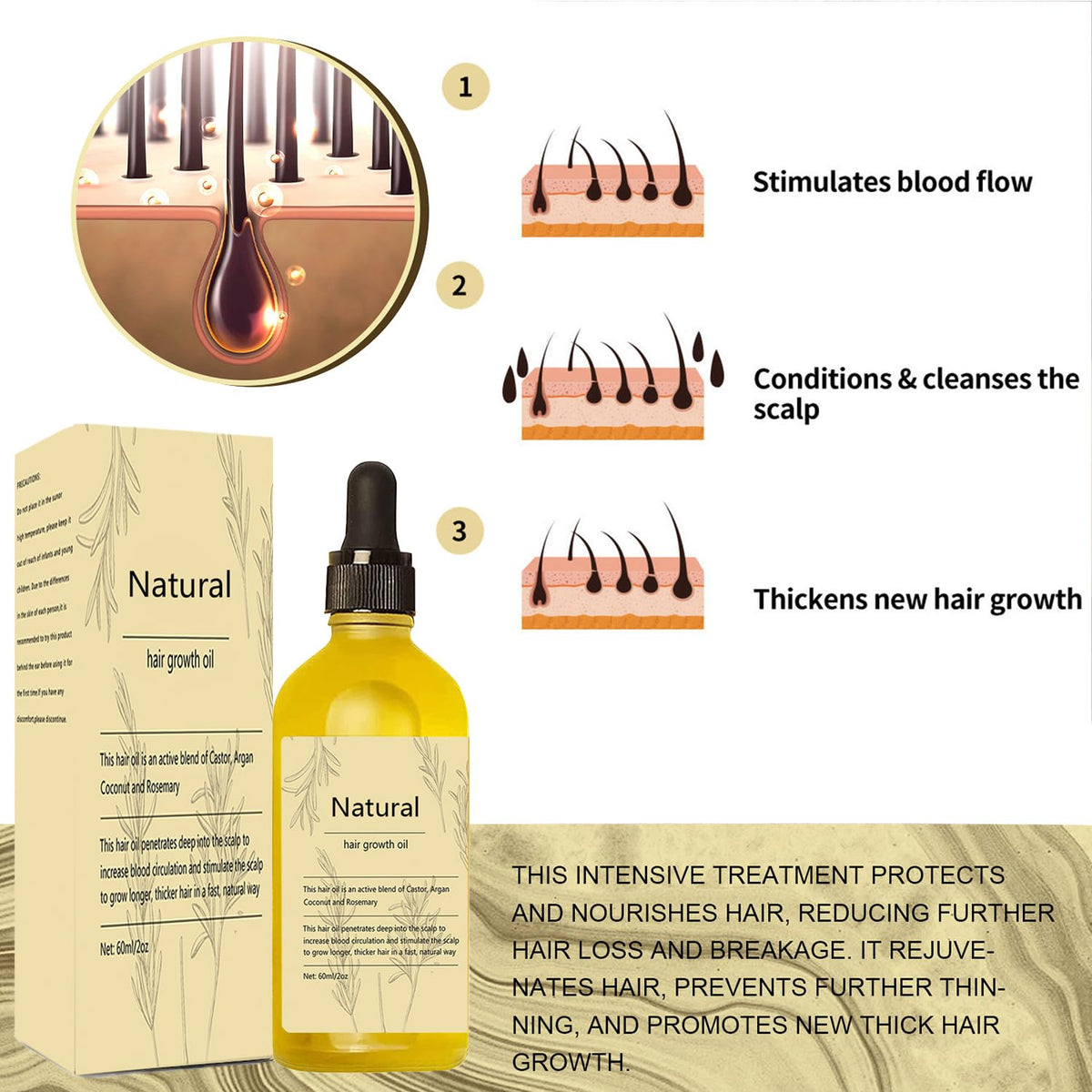 Kisinly Vegan Natural Hair Growth Oil 120mL application on scalp