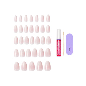 KISS Core Press On Nails 'Dulcet' pink displayed with manicure stick