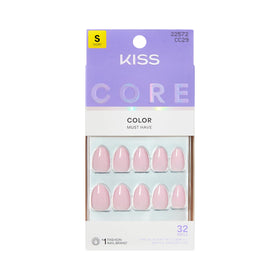 KISS Core Press On Nails Euphonious Pink front view with almond shape