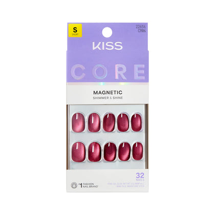 KISS Core Press On Nails 'Flaming' Purple front view with 32 nails