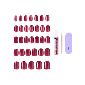 KISS Core Press On Nails 'Flaming' Purple nails displayed on a flat surface