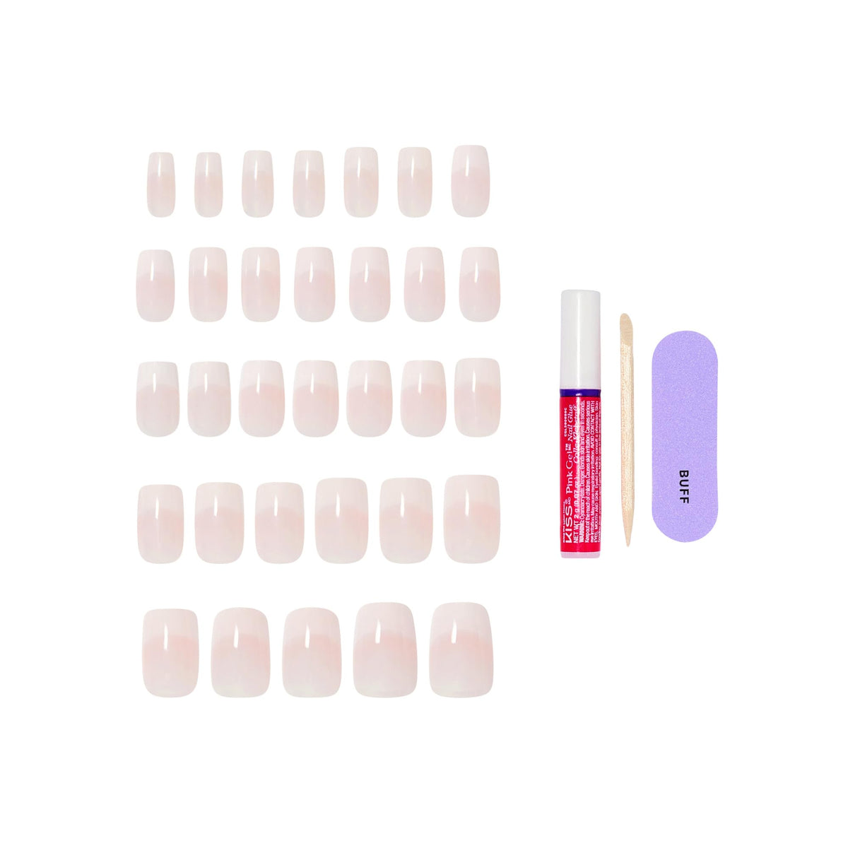 KISS Core Press On Nails 'Scenario' pink medium squoval mini nail file