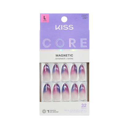 KISS Core Press On Nails 'Twinkling Stars' purple almond shape front view