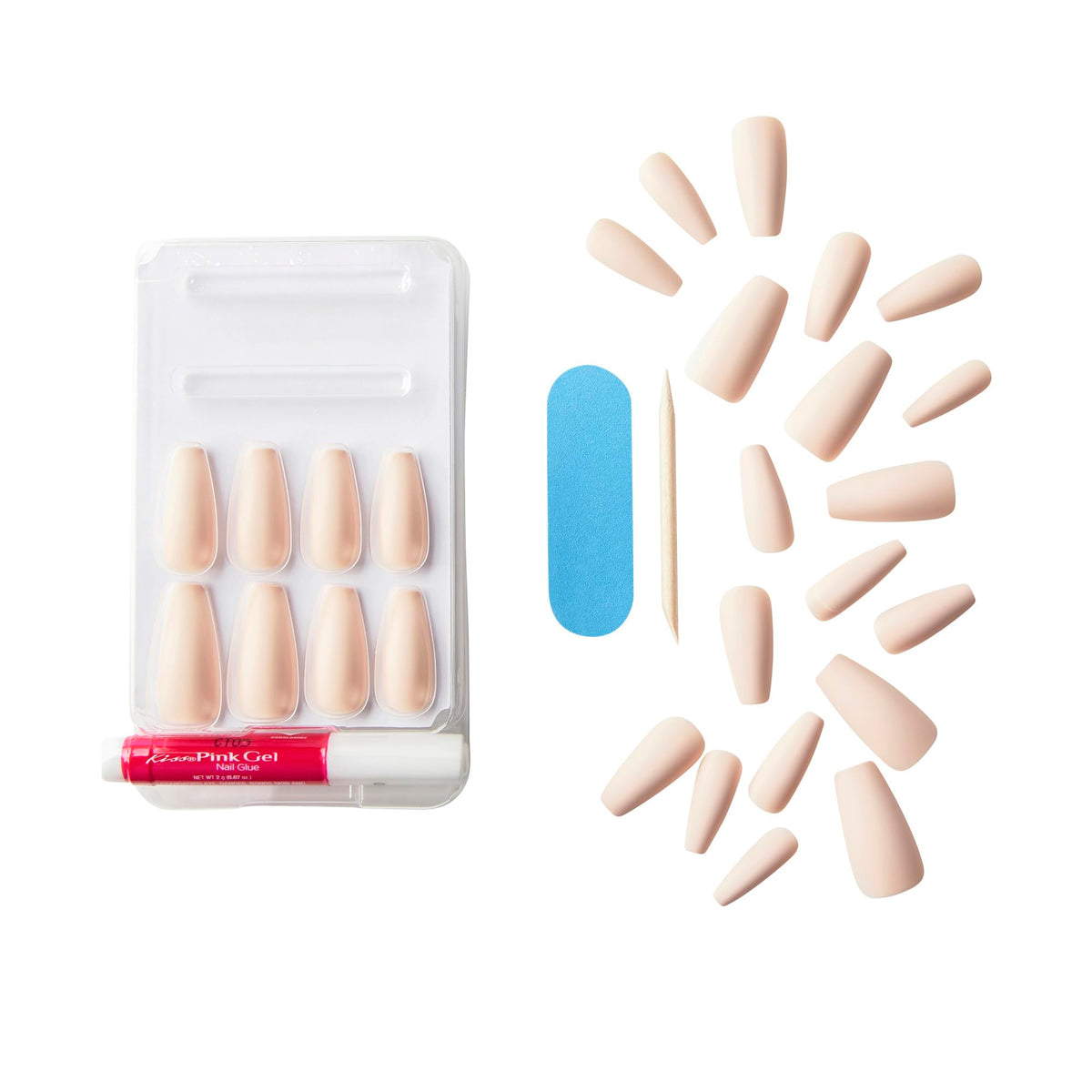 KISS Gel Fantasy Press On Nails long length with glue tube