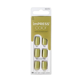 KISS Impress Color No Glue Mani 30 Pcs Olive Green front view