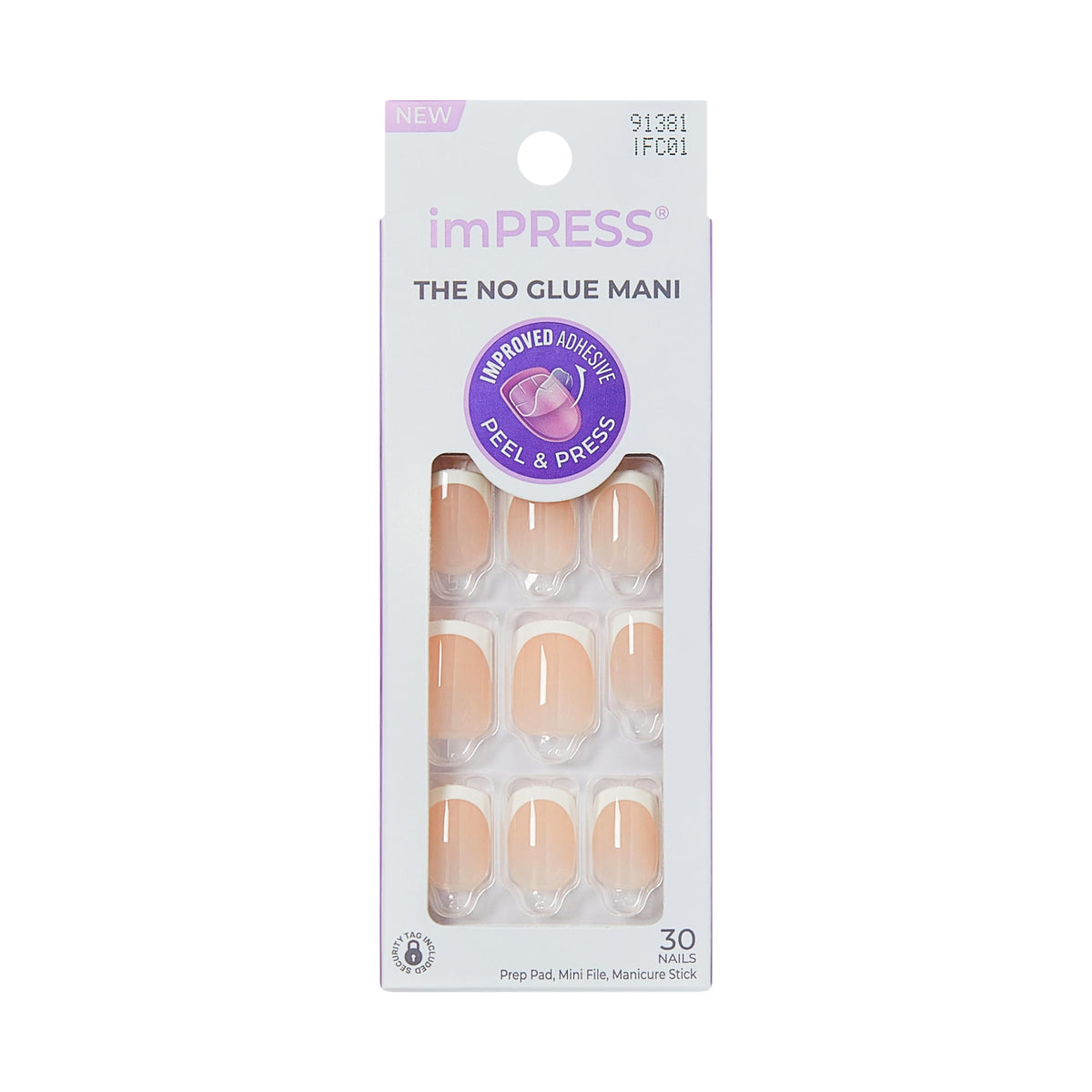 KISS Impress No Glue Mani Press On Nails Classic French Manicure Kit front view
