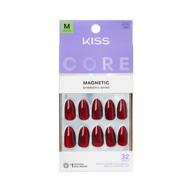 KISS Press On Nails 'Apple Blossom' red medium almond shape front view