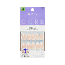 KISS Press On Nails Burble pink medium almond shape front view