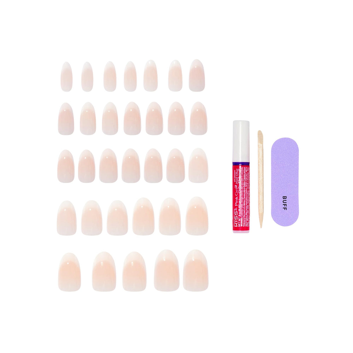 KISS Press On Nails Burble with 2g nail glue and mini file