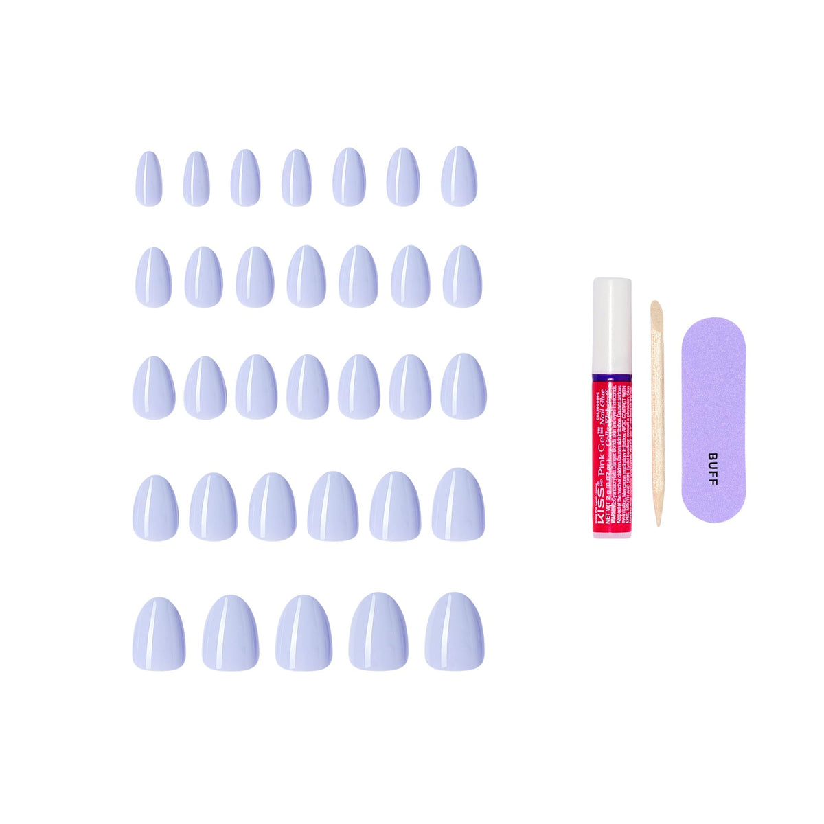KISS Press On Nails 'Flee' mini file and manicure stick included