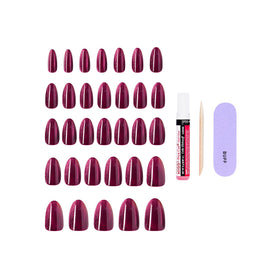 KISS Press On Nails Glittering Purple almond shape close-up