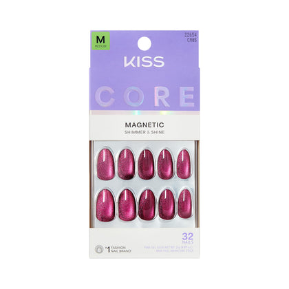 KISS Press On Nails Glittering Purple front view with various sizes