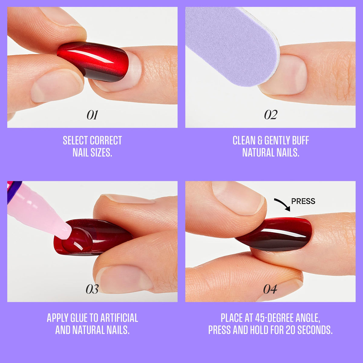 KISS Press On Nails Glittering Purple medium size overview