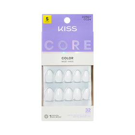 KISS Press On Nails 'Lyrical' white almond shape front view