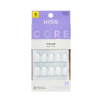 KISS Press On Nails 'Lyrical' white almond shape front view