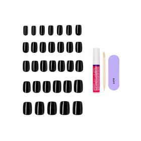 KISS Press On Nails 'Photogenic' black short squoval assorted sizes