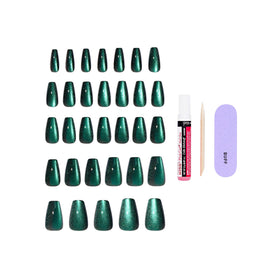 KISS Press On Nails 'Shimmering' Green on a hand