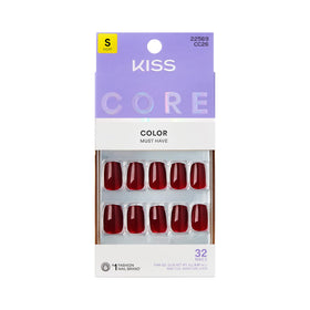KISS Press On Nails 'Sprightly' red short squoval front view