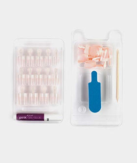 KISS Salon Acrylic French Nails Kit Pet Peeve short nails close-up
