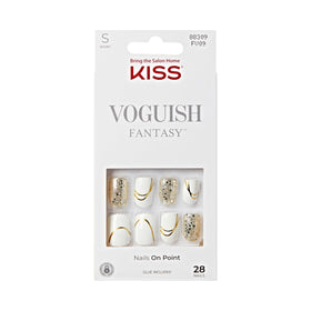 KISS Voguish Fantasy Press On Nails white short squoval front view