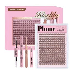 Kisslily Natural Lash Clusters Kit with invisible band and bond