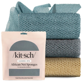Kitsch African Net Sponge Aqua Grey front view