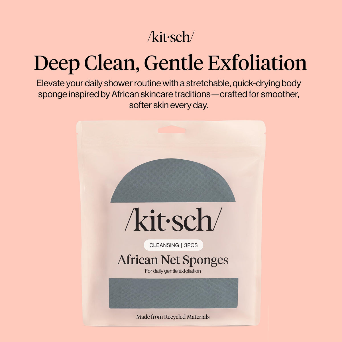 Kitsch African Net Sponge Aqua Grey packaging