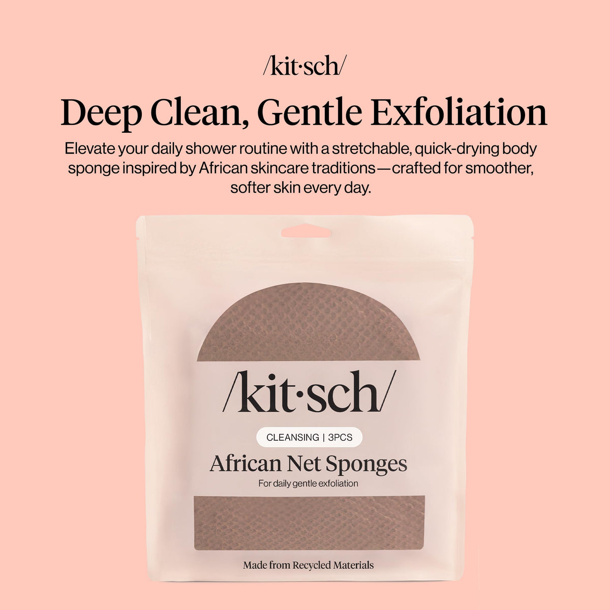 Kitsch African Net Sponge three pieces set on a white background