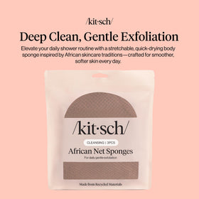 Kitsch African Net Sponge three pieces set on a white background