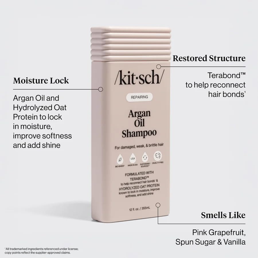 Kitsch Argan Oil Shampoo side view showing cap