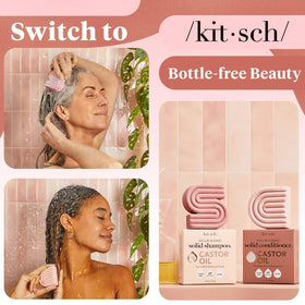 Kitsch Castor Oil Shampoo and Conditioner set in bathroom