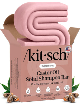 Kitsch Castor Oil Shampoo Bar front view with packaging