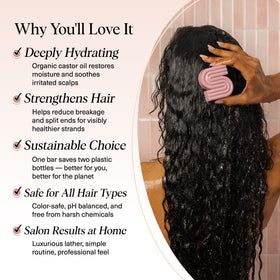 Kitsch Castor Oil Shampoo Bar in hand during use