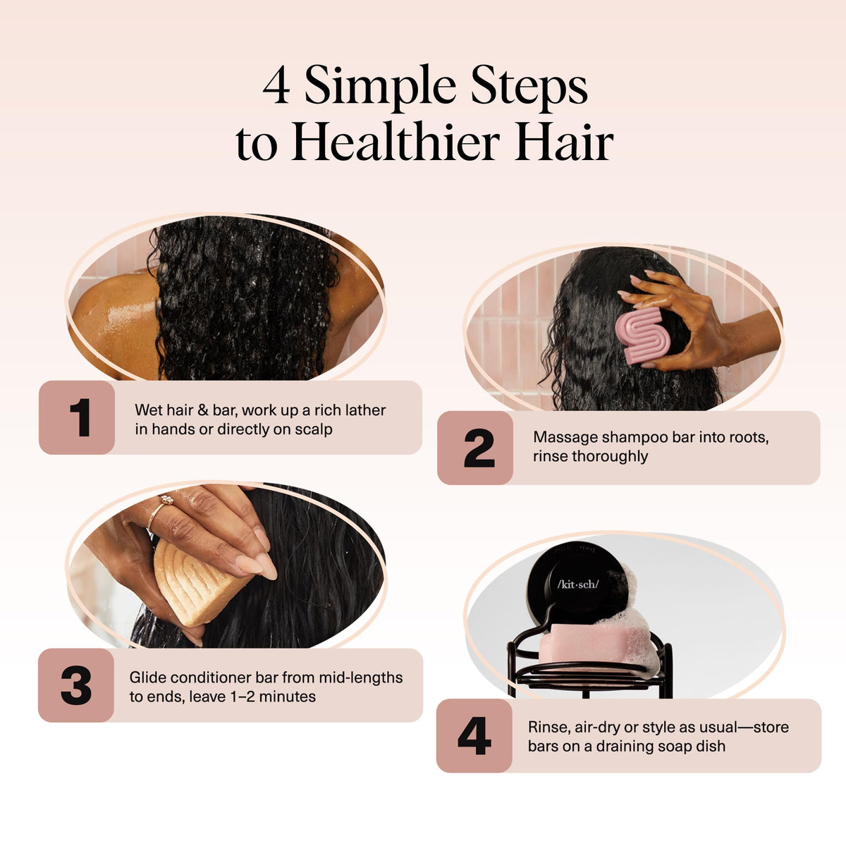 Kitsch Castor Oil Shampoo Bar in use