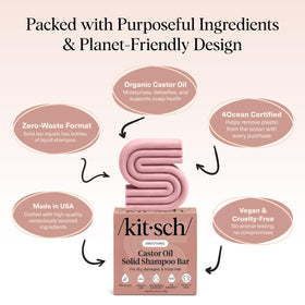 Kitsch Castor Oil Shampoo Bar on a bathroom counter