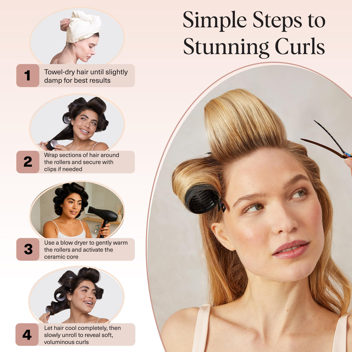 Kitsch Ceramic Hair Rollers arranged neatly in a beauty kit